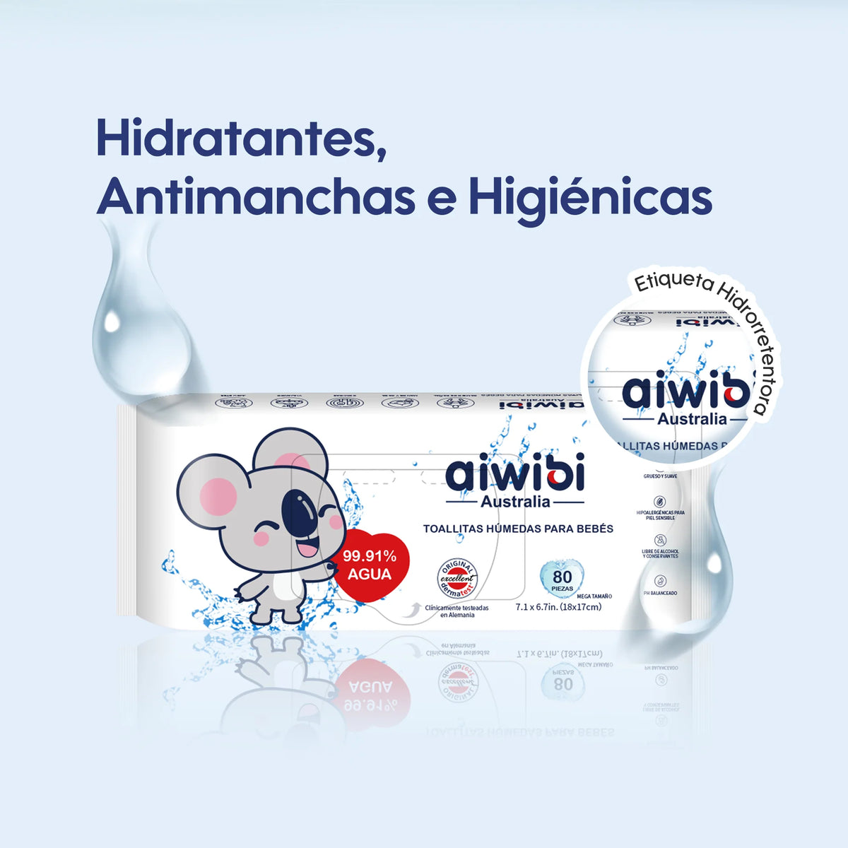 3 Paquetes de Toallitas húmedas para bebés 99,91% de agua / 240 unidades