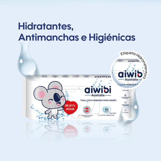 Toallitas húmedas para bebés 99,91% de agua | Aiwibi