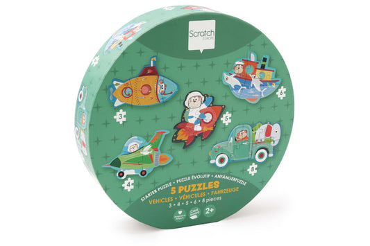 PUZZLE PROGRESIVO VEHICULOS, 5 PUZZLES