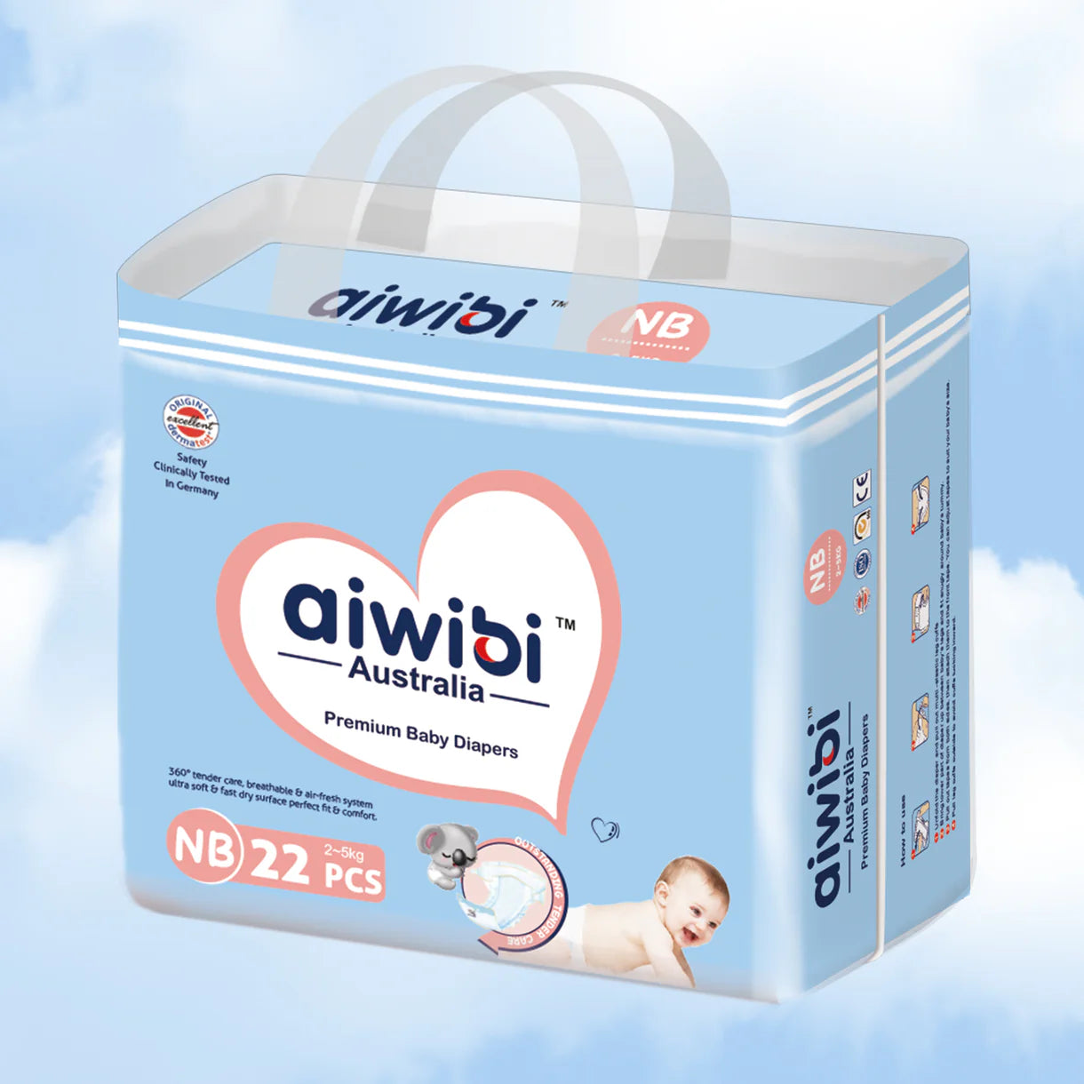 1 Paquete de Pañal para Bebés Premium - Recién Nacido - 22 unidades - 2 a 5 kg | Aiwibi